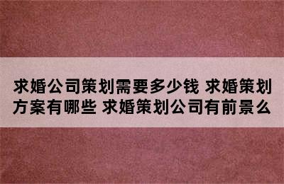 求婚公司策划需要多少钱 求婚策划方案有哪些 求婚策划公司有前景么